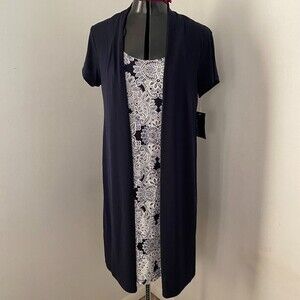 NWT En Focus Studio Boho Lace Look Scoop Neck Short Sleeve Floral Dress Size 10